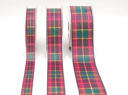 Lebhaftes Rot, Grün und Goldenes Karoband_AI